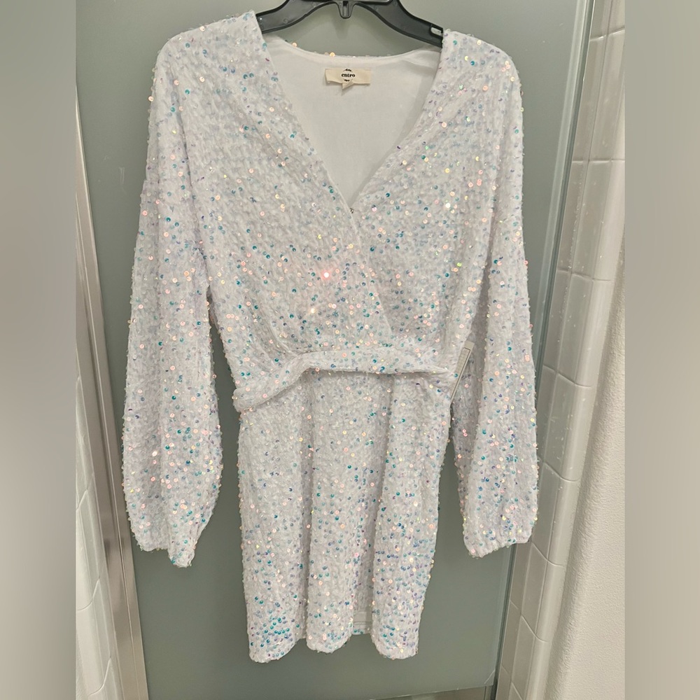 NEW white and pink sequin dress